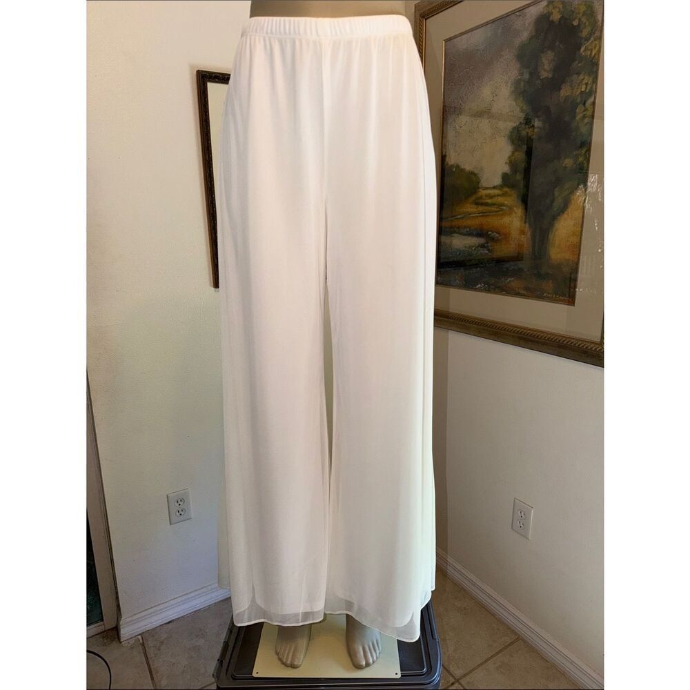 NWOT Prelude White Pull On Palazzo Pants Size Large